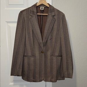 Anne Klein Classic Brown Striped Blazer